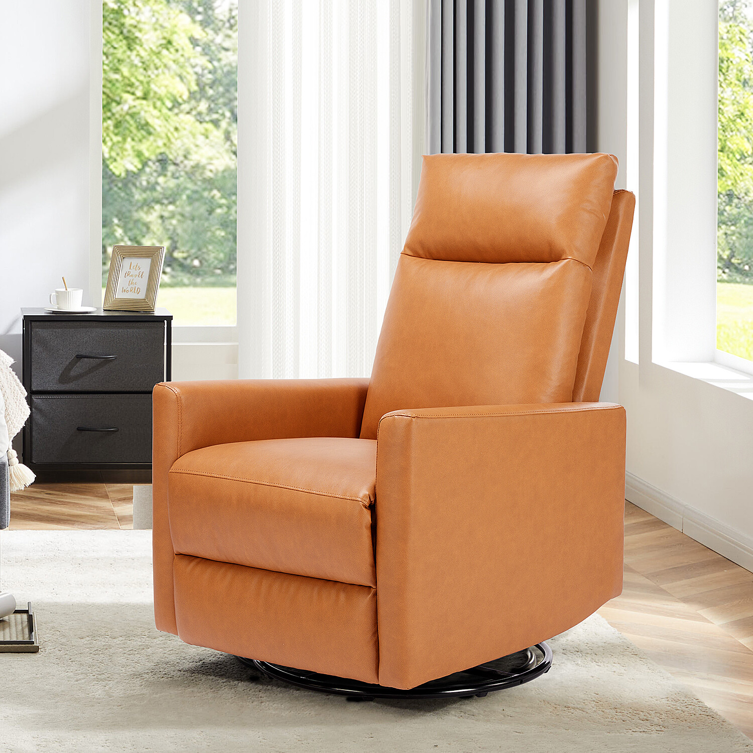 Swivel Rocking Recliner Sofa Chair for Living Room with Extra Large Footrest