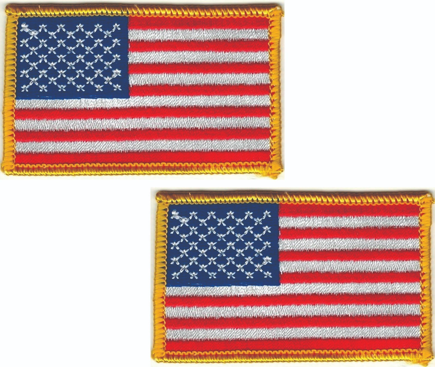 American Flag Patch USA United States Set of 2 Embroidered Iron (2" x 3 1/4" in)