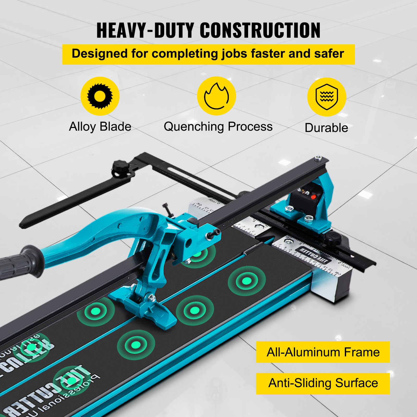 VEVOR Tile Cutter 39in Cutting Tool w/ Laser Guide Single Rail Double Brackets