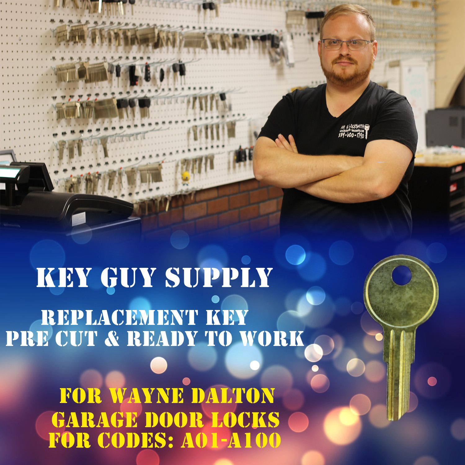 A01-A100. New replacement key for Garage door made by Wayne Dalton, Cut to code.