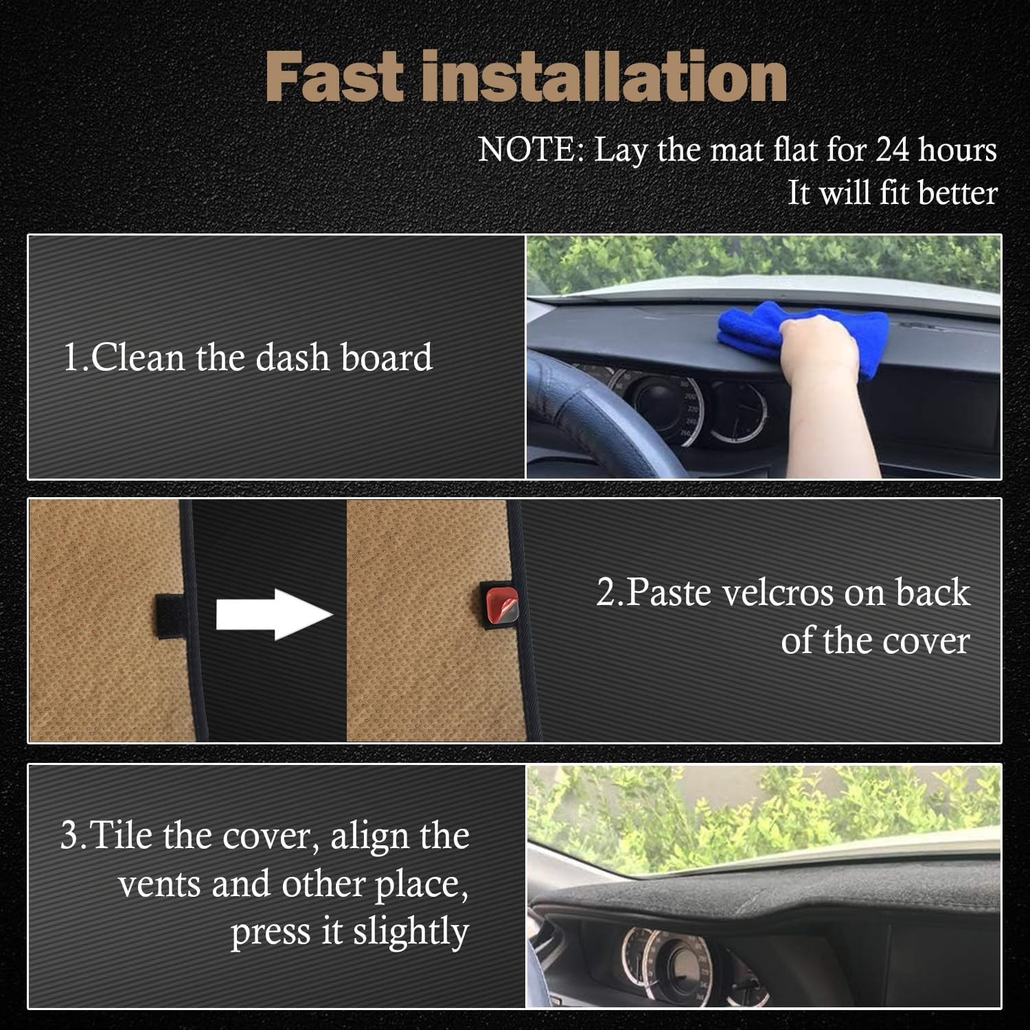 Dashboard Cover Dash Mat Fit for Fo-Rd Fiesta 2019-2009 (Without (NAV) Navigatio