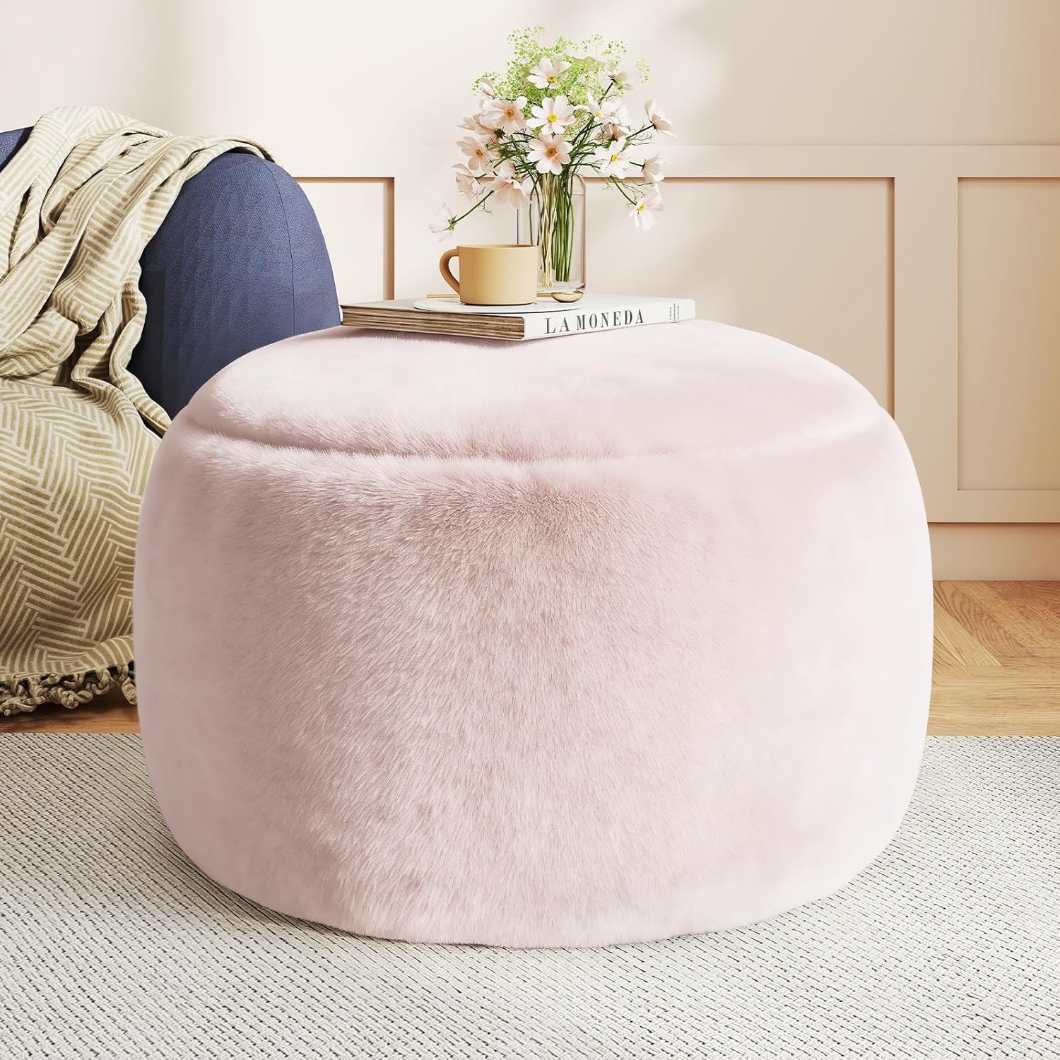 Round Stuffed Pouf Ottoman Foot Rest A Round Modern Foam Filled Poufs Floor