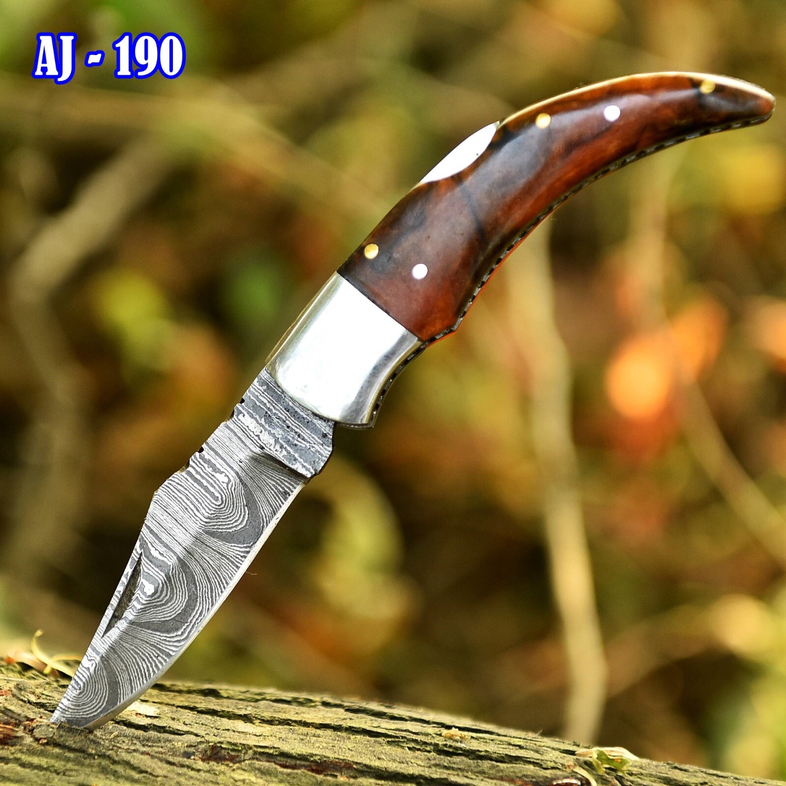 Handmade Forged Damascus Steel Folding Blade Pocket knife Tactical Outdoor