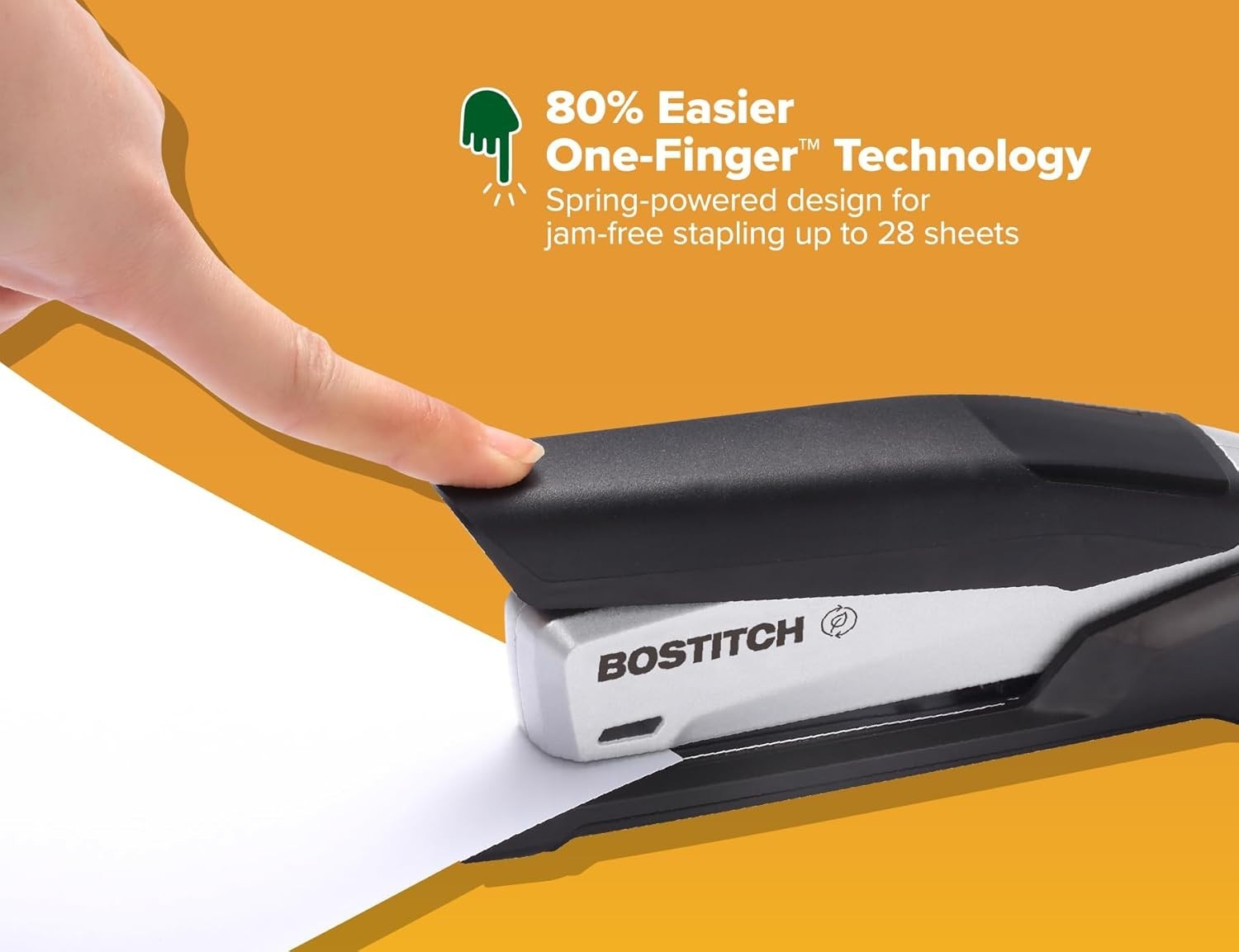 Bostitch Office InPower Desktop Eco-Friendly Stapler, One-Finger Technology, ...