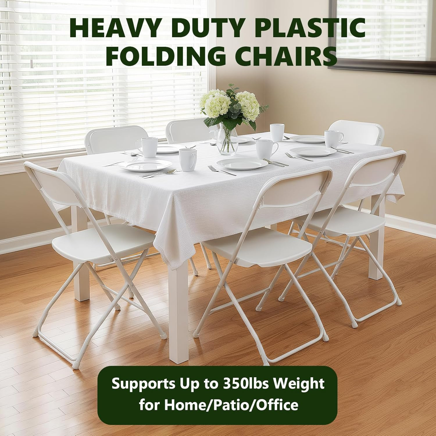 Folding Chairs 4 Pack, Plastic Folding Chairs for Outside, Heavy Duty Foldable C