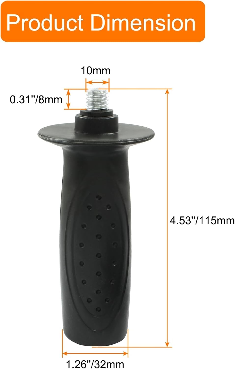 M10 Thread Black Angle Grinder Handle，4.5''x1.26'' Side Handle Tool for Angle