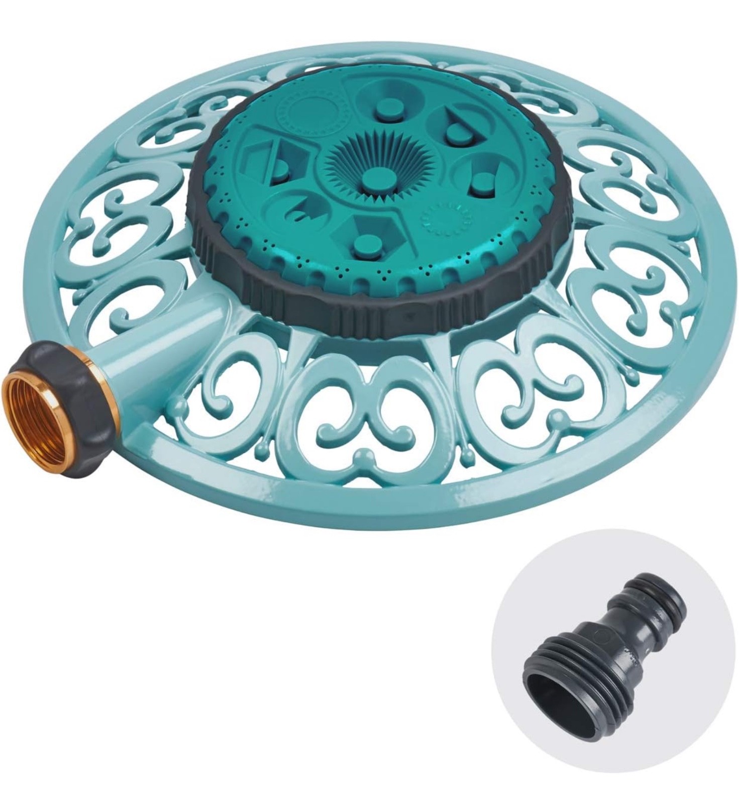 Melnor 65101-AMZ Sprout Metal 8-Pattern Sprinkler and QuickConnect Product Adapt