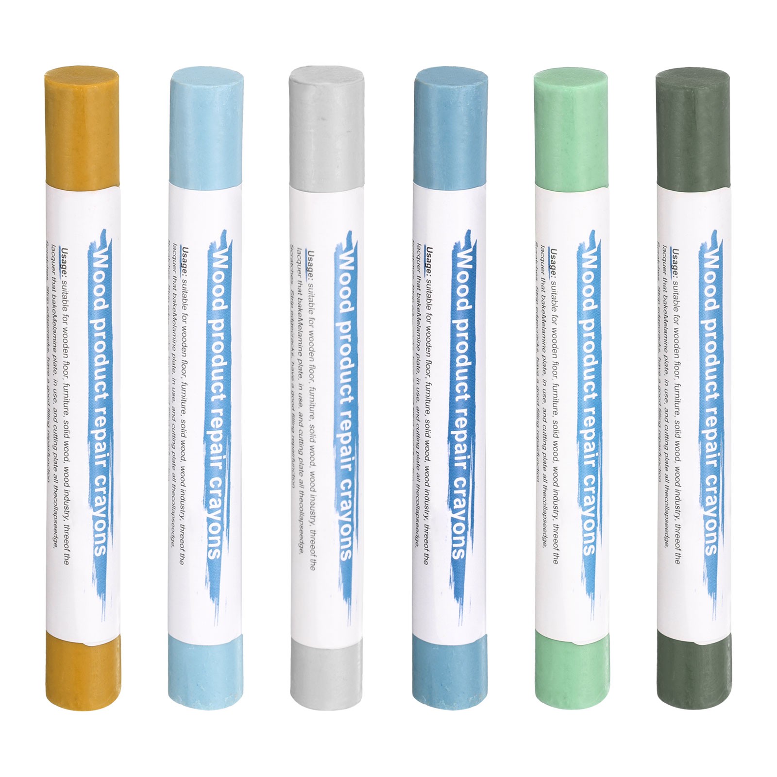6pcs Wood Filler Sticks 6 Colors Wax Sticks Kit for Scratches Soft Blue Series