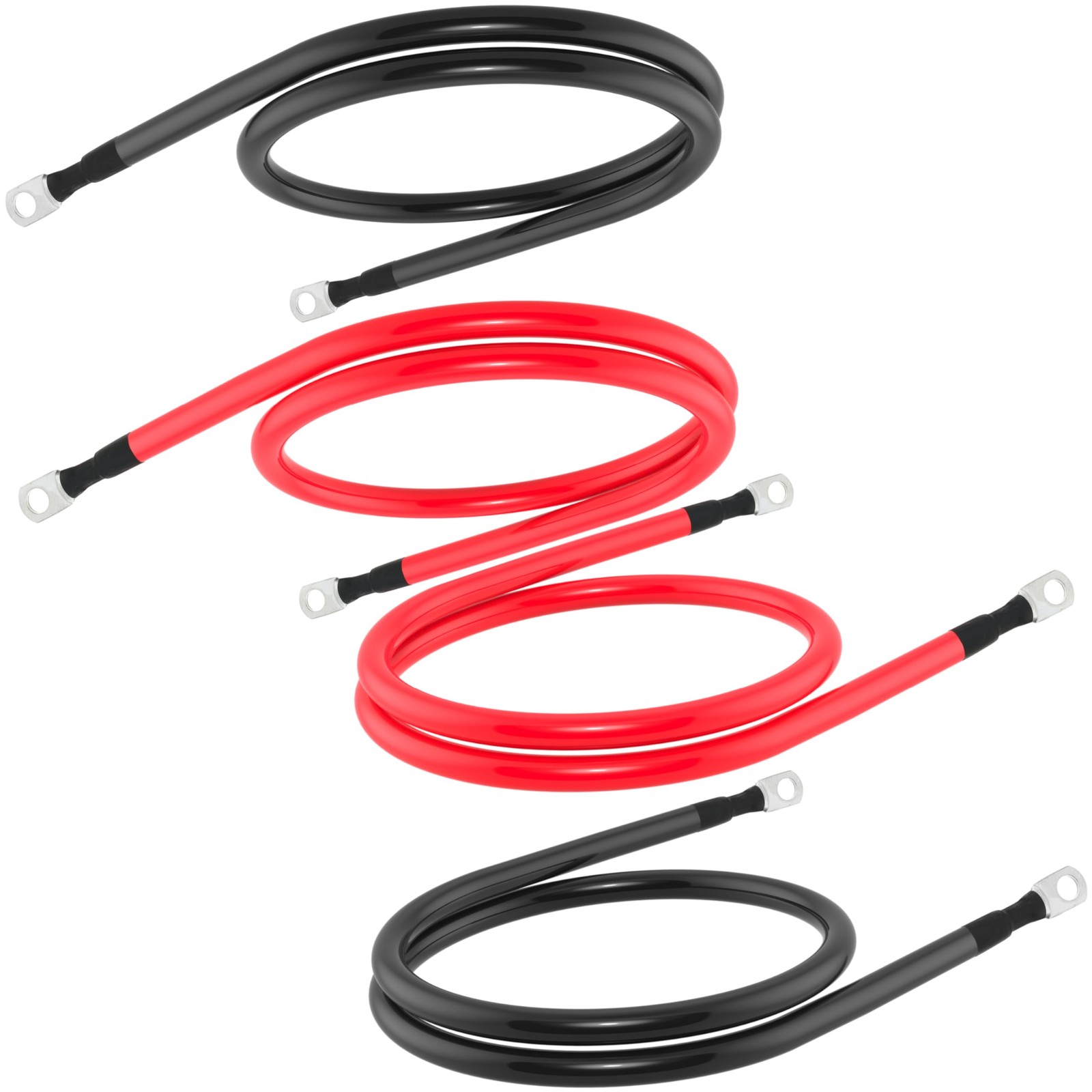 2 Pairs 3FT 4 AWG Battery Cables, 3/8 Inch Lugs, Inverter Wires, Solar, RV