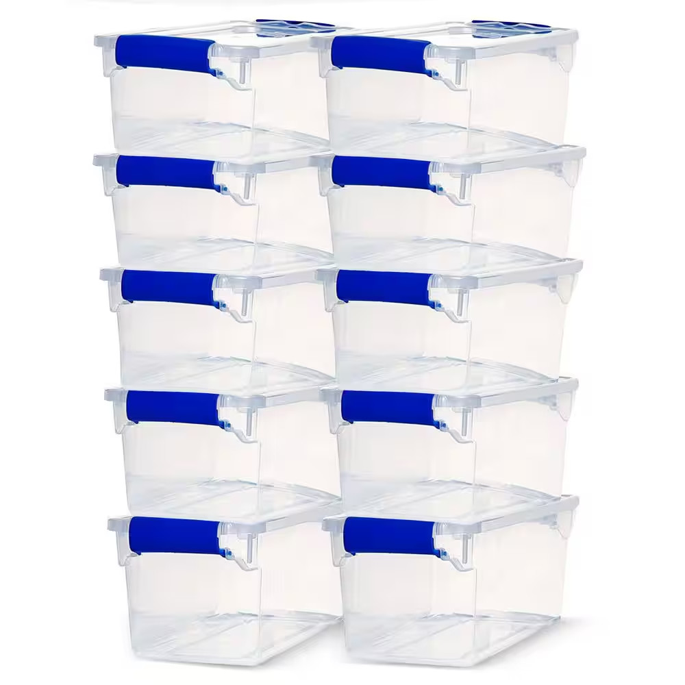 7.5 Qt. Secure Latching Plastic Stackable Storage Container in Clear, 10-Pack