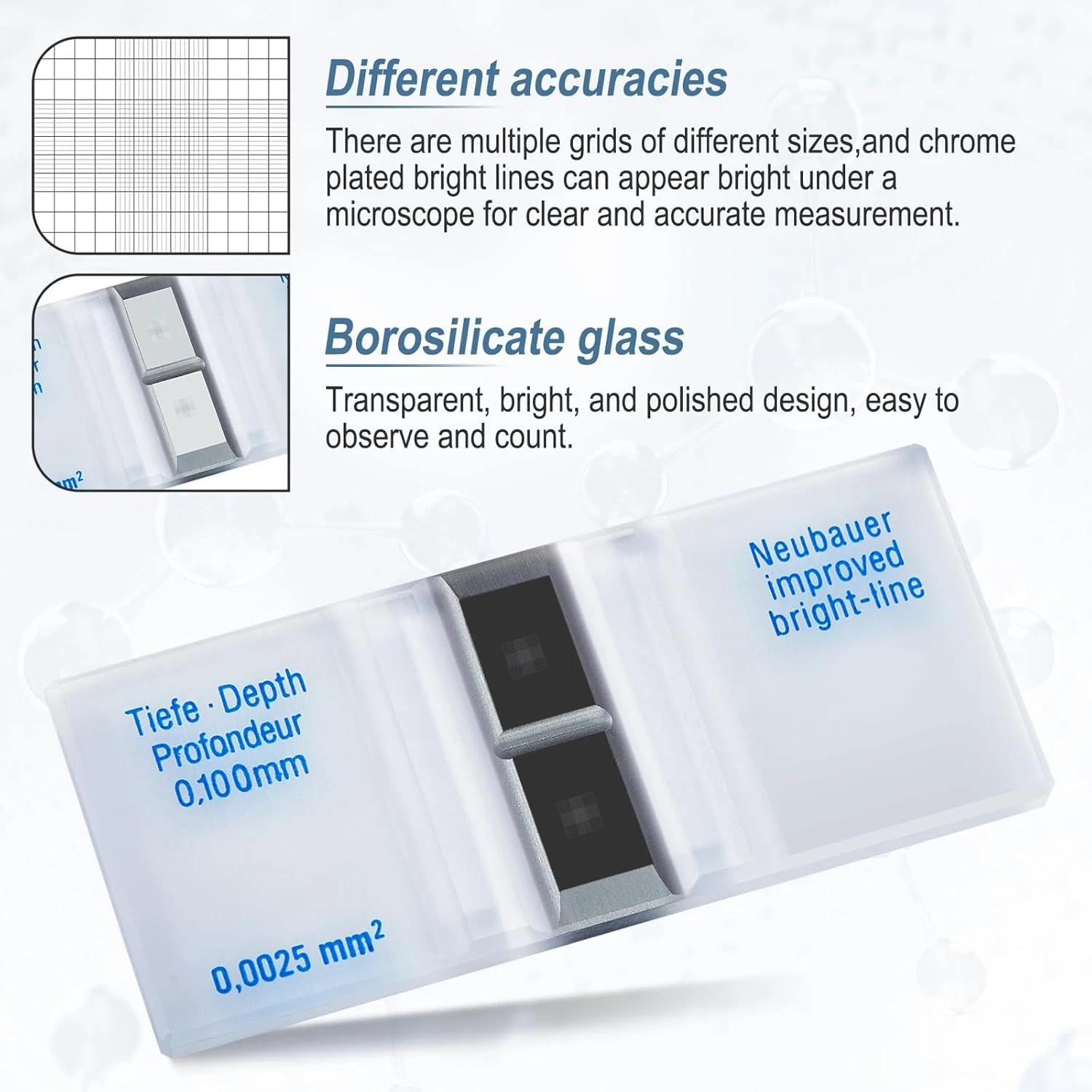 Cell Counting Chamber Hemocytometer Neubauer Improved Blood Counting Chamber