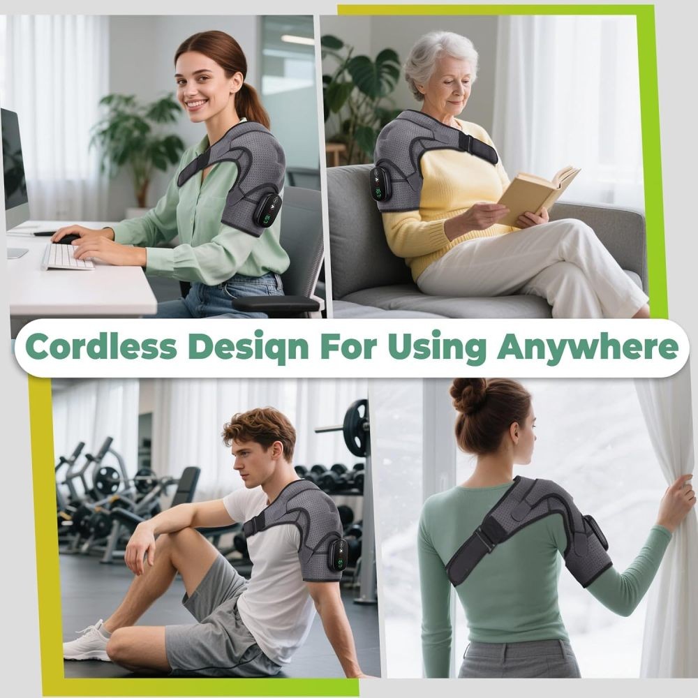 Electric Shoulder Massager Heated Vibration Shoulder Brace Wrap for Pain Relief