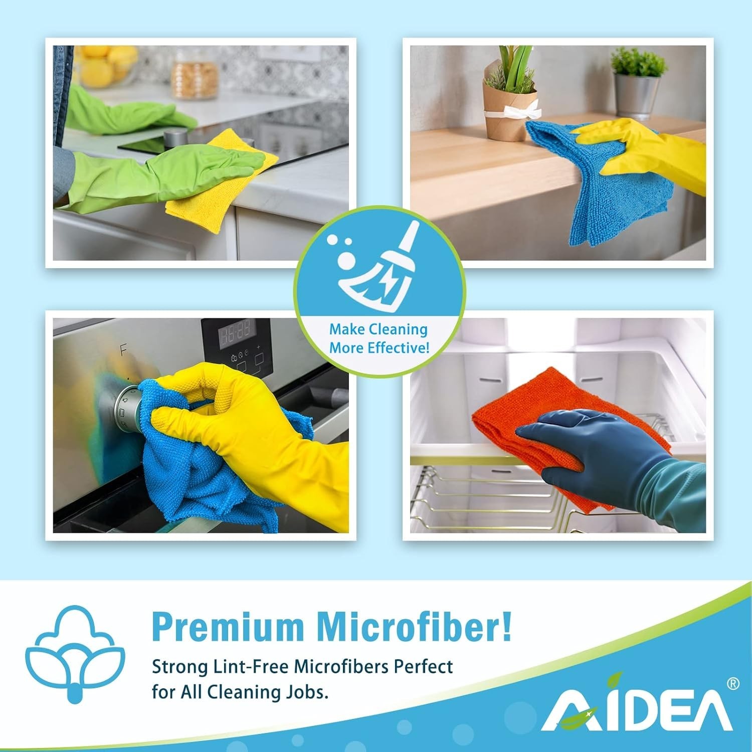 Versatile Microfiber Cleaning Towels 12''x12'' - 100 Pack for Easy Cleaning