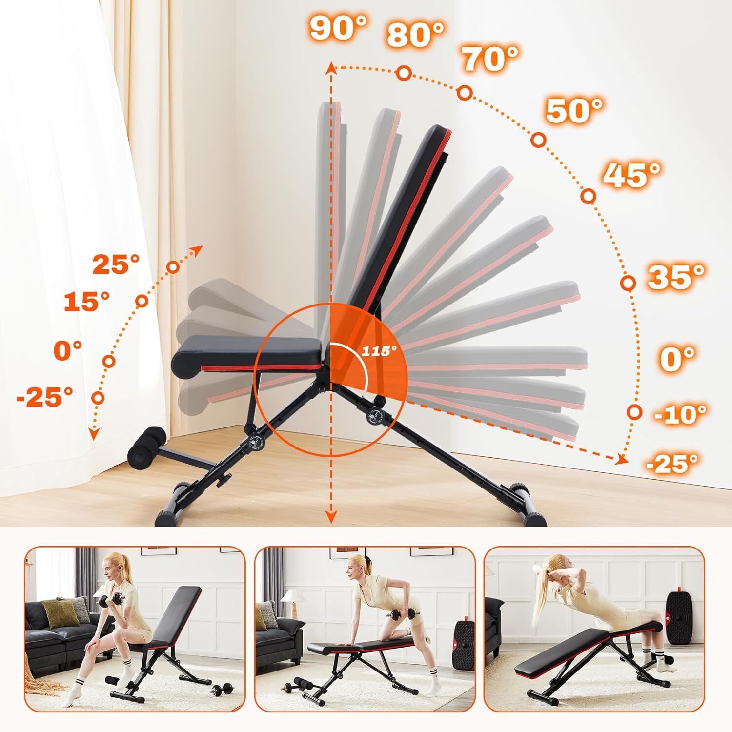 Full Body Exercise Weight Bench Adjustable Workout Bench Home Gym Foldable Press