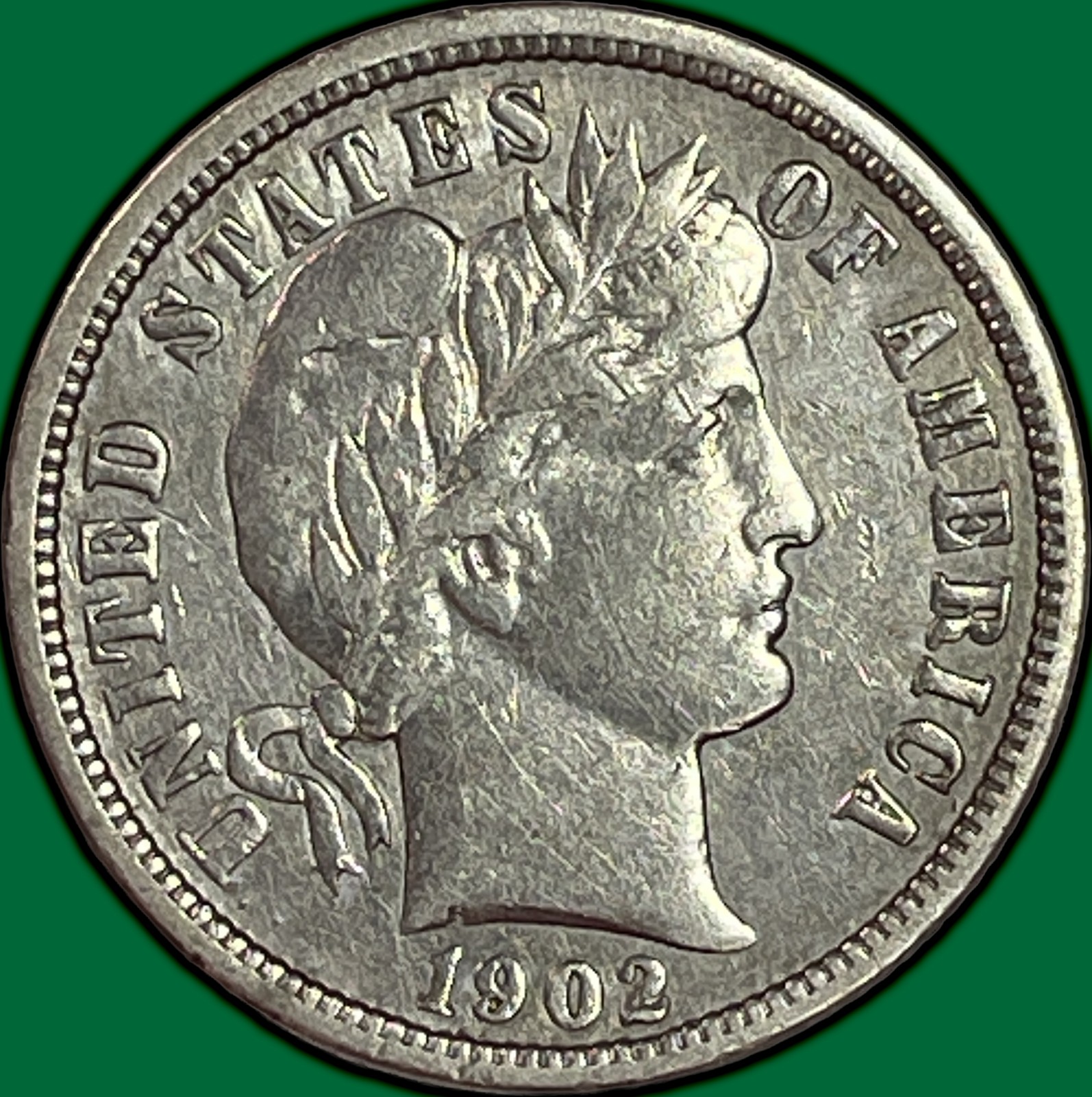 1902-O Barber Dime Extremely Fine XF Coin, Cleaning #44471