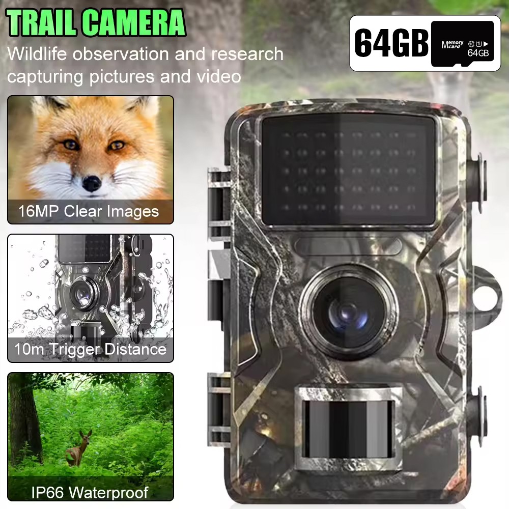 Wildlife Hunting Trail Camera Full HD 1080P Night Vision Motion Or 64GB TF Card