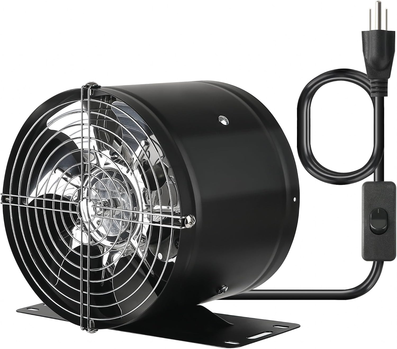 6 Inch Inline Duct Fan, with Switch Low Noise High Air Flow Extractor Fan Metal