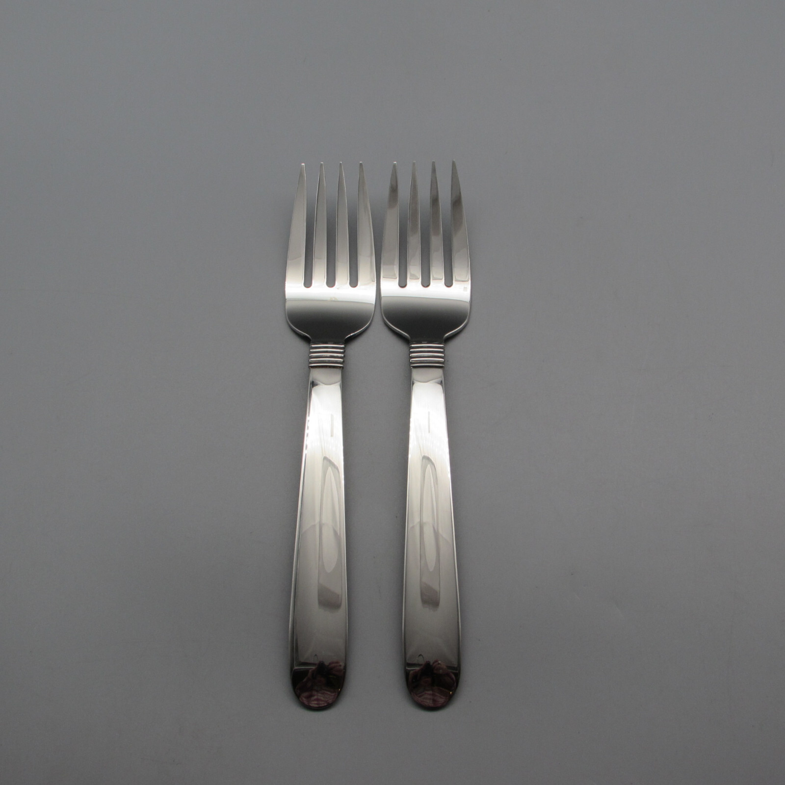 Oneida Stainless RAFFIA (GLOSSY) Serving Forks - Set of Two NOS USA