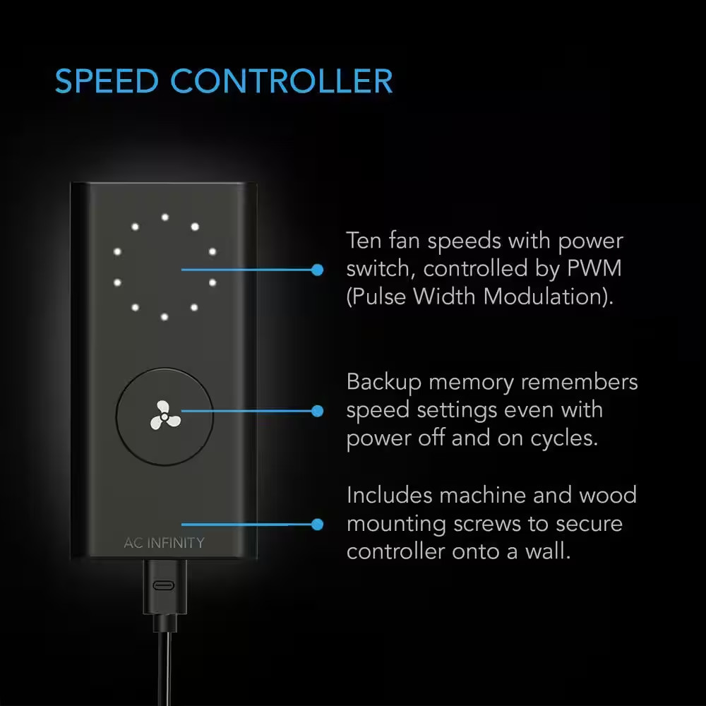 Cloudline S12 Quiet 12 In. Inline Duct Fan Speed Controller Heating Cooling Boos
