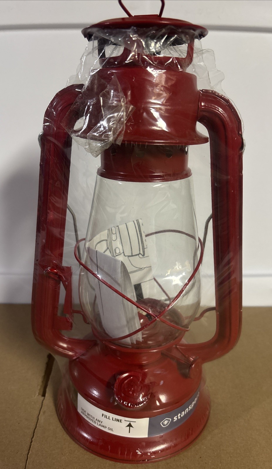 Stansport 12" Oil Lantern, Red - Use With Any Approved Lamp Oil - Camping Gift
