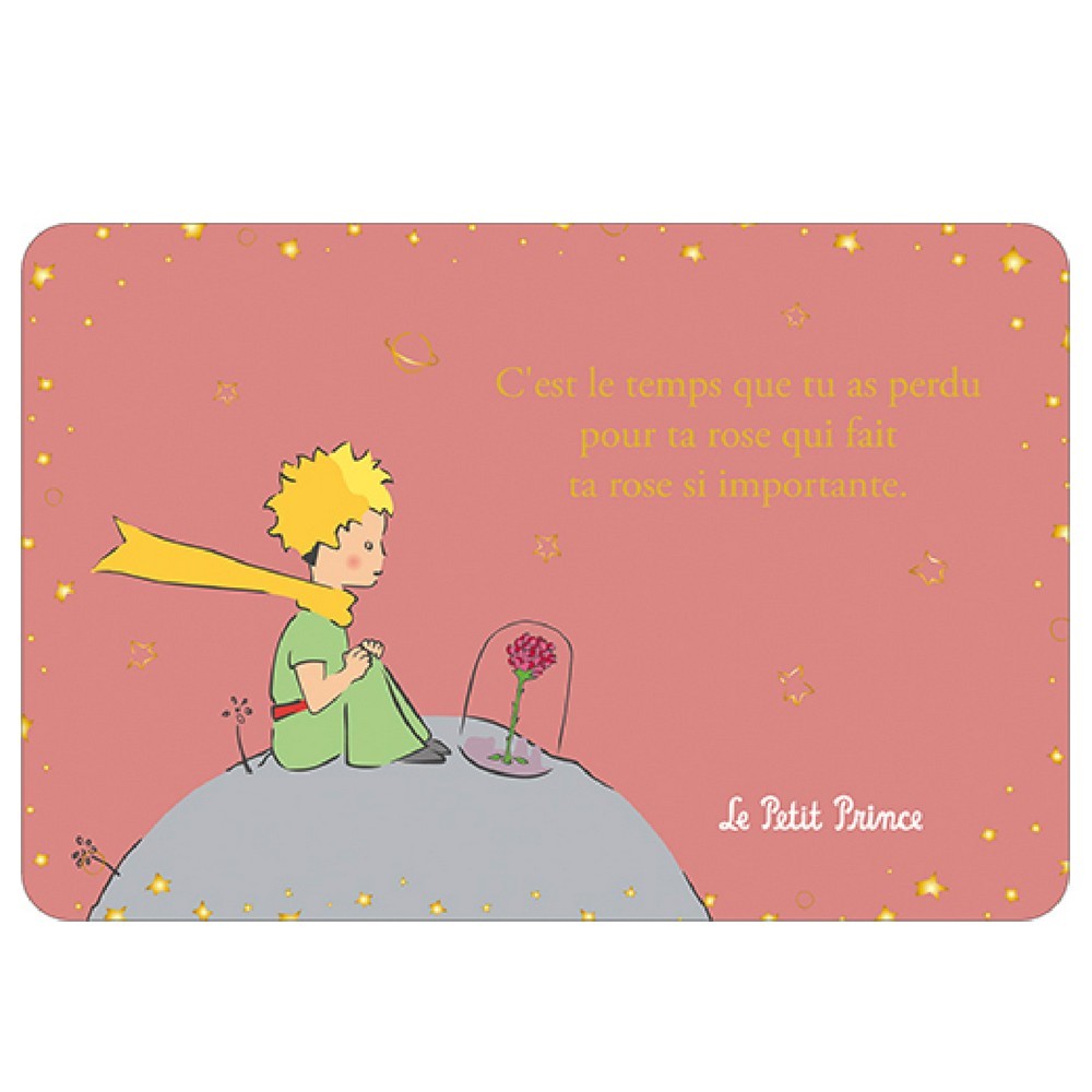 Postcard Kiub The Little Prince with his Rose on his planet (15x10cm)