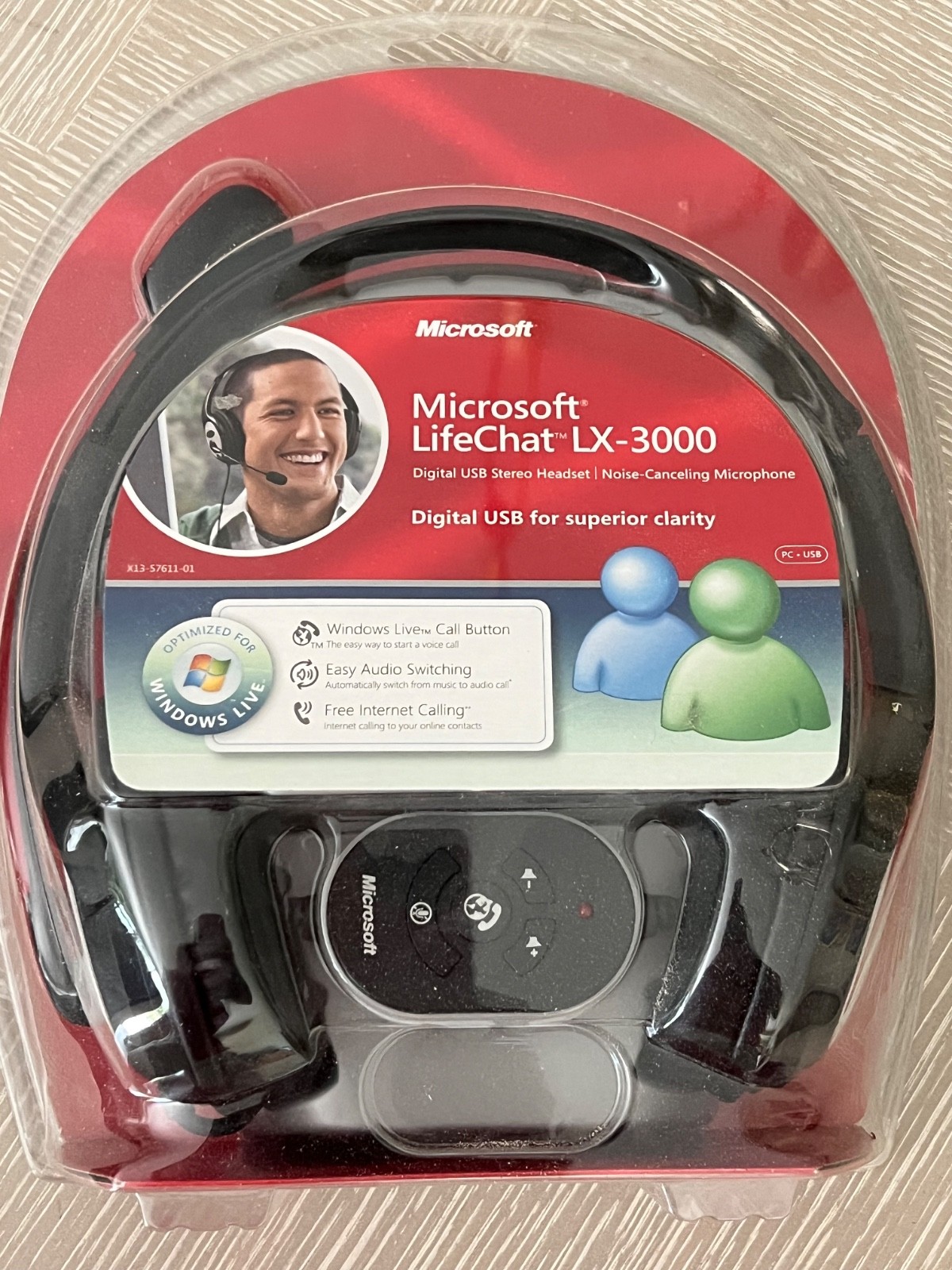 Microsoft LifeChat LX-3000 Digital USB Stereo Headset Noise Canceling JUG-00001