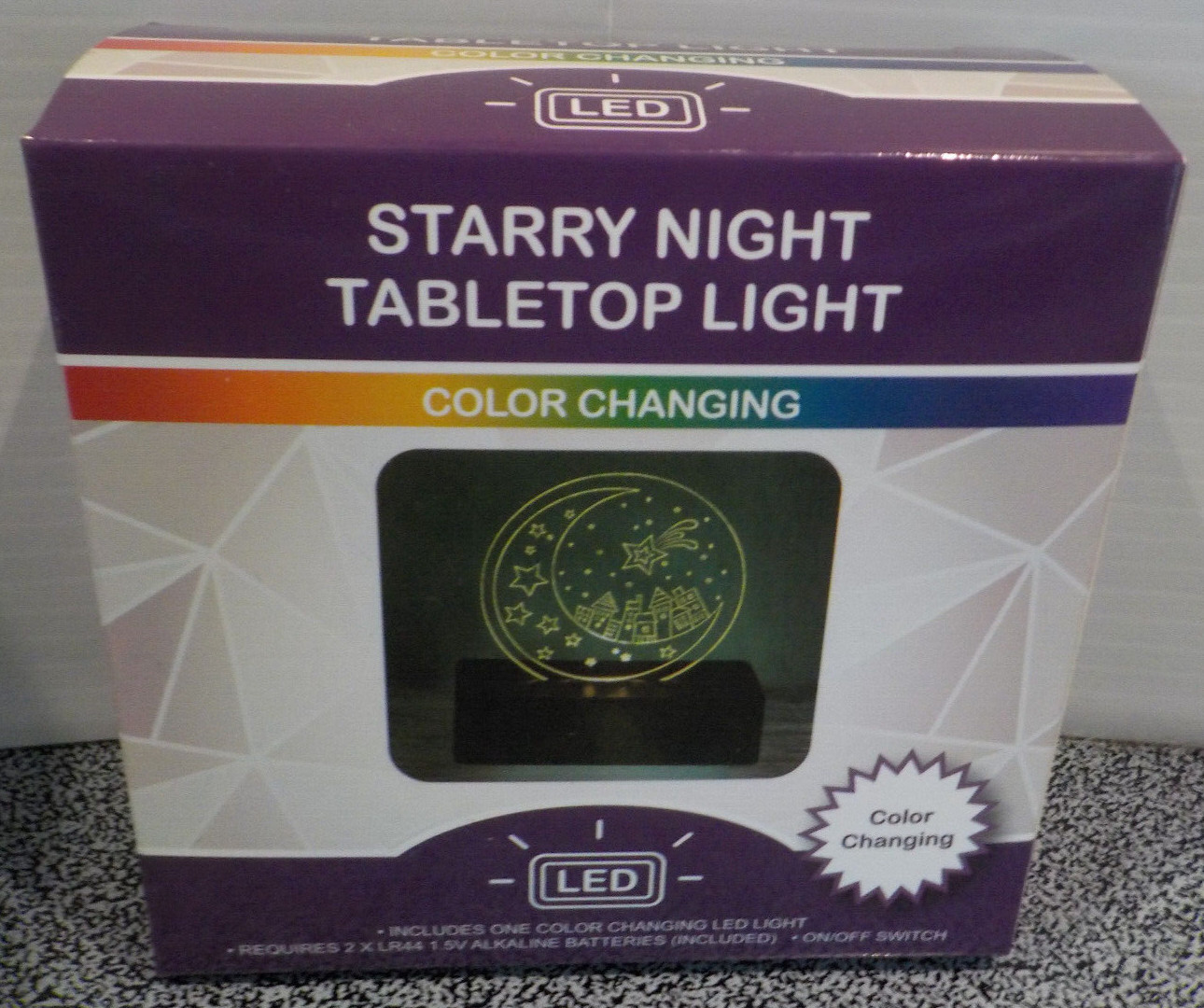 Starry Night Tabletop Light LED Coloring Changing 7 Different Colors W/Batteries
