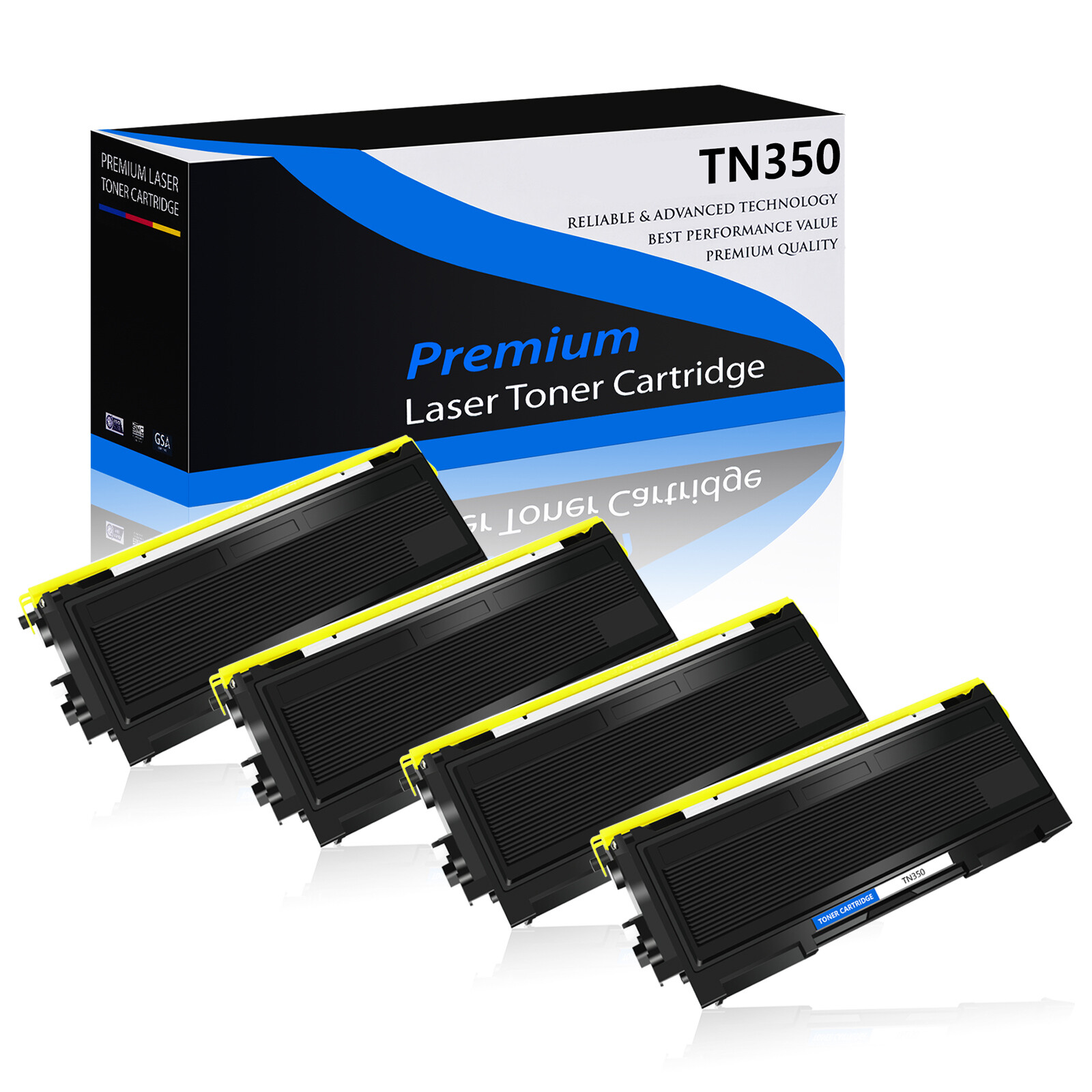 4PK TN350 Toner Cartridge for Brother Intellifax 2820 2850 2910 2920 MFC-7220