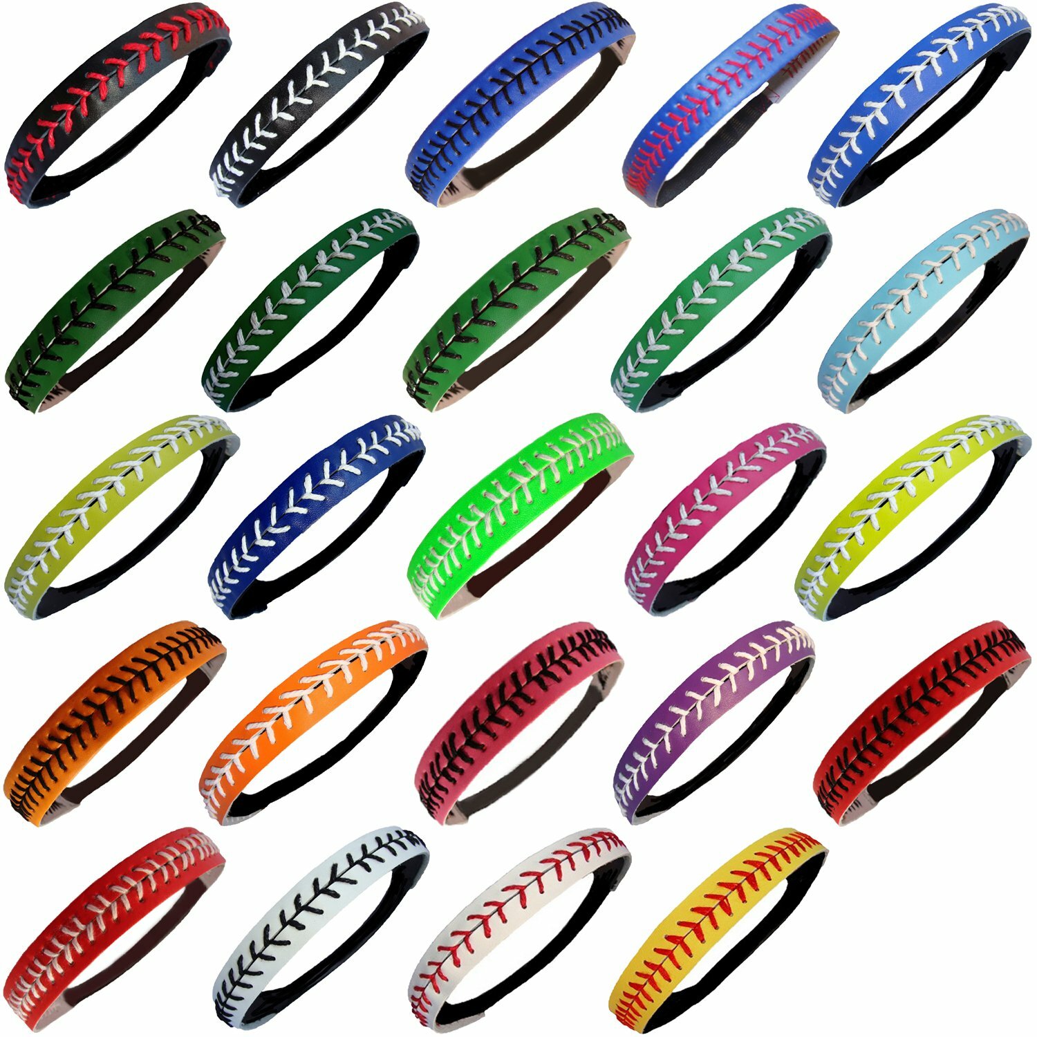Softball Headbands U PICK COLOR or Yellow Leather Seam Sport Team WHOLESALE lot