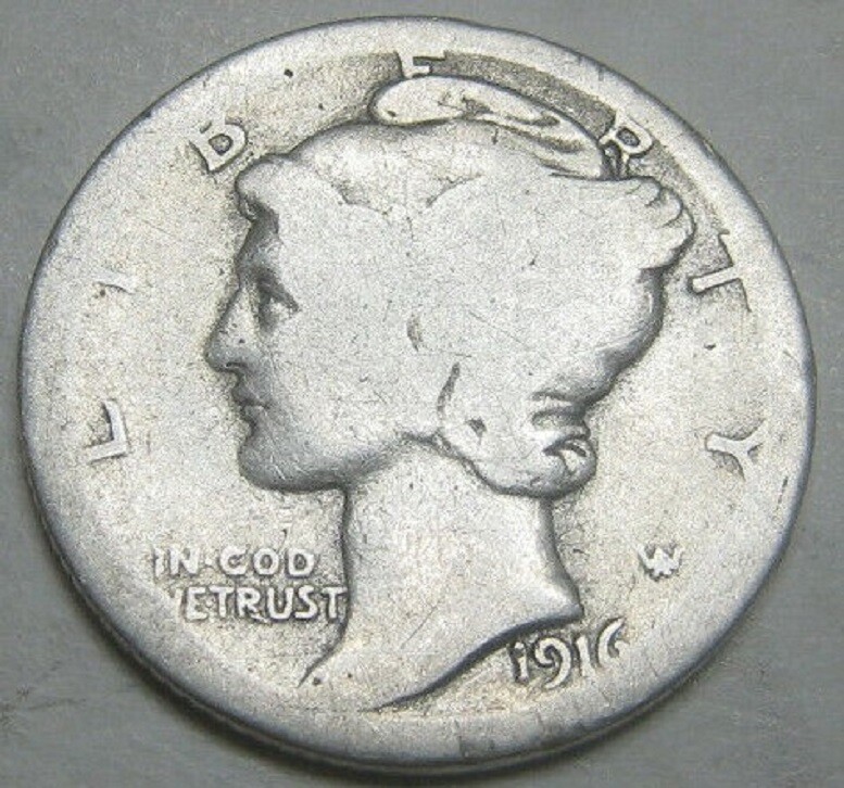 1916 S Mercury Dime circulated 90% Silver  Good  , Average circulated