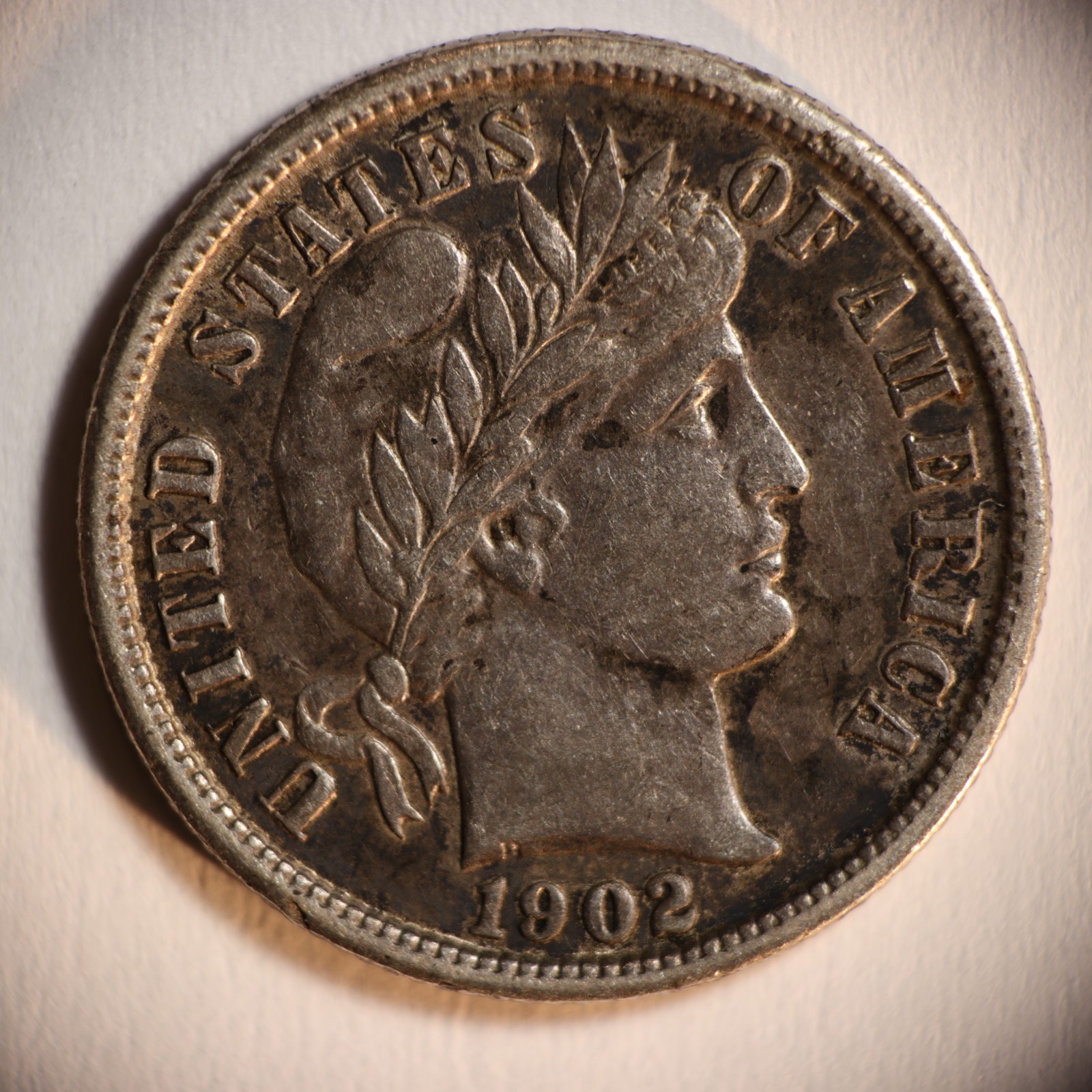 1902 P Barber Dime 10C Cents Coin Silver, VF/XF!!