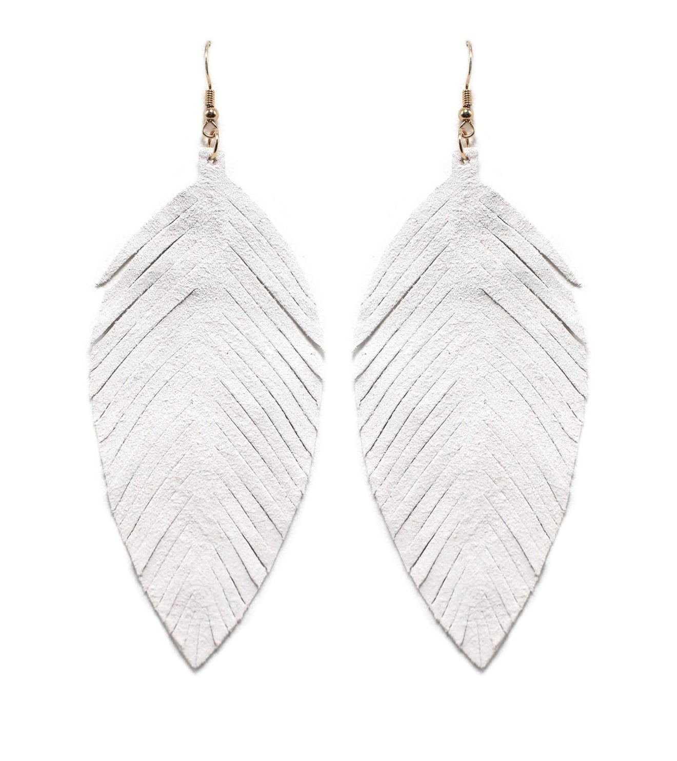 Small Genuine Soft Leather Handmade Fringe Feather Lightweight Earrings