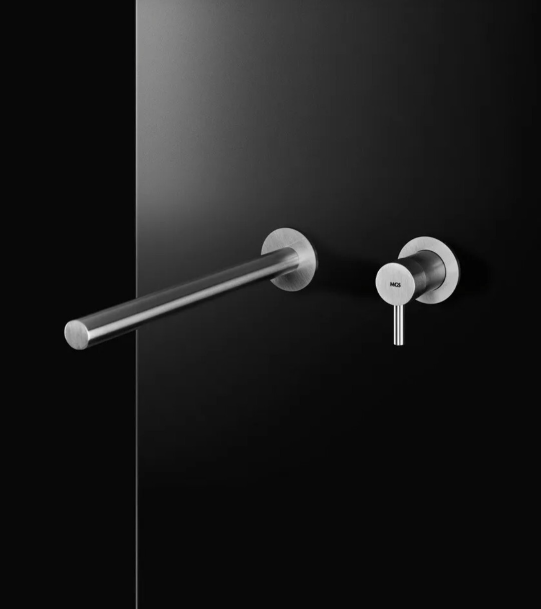 MGS MB288T-P Wall-Mounted Washbasin Mixer w Aerator POLISHED STAINLESS STEEL New