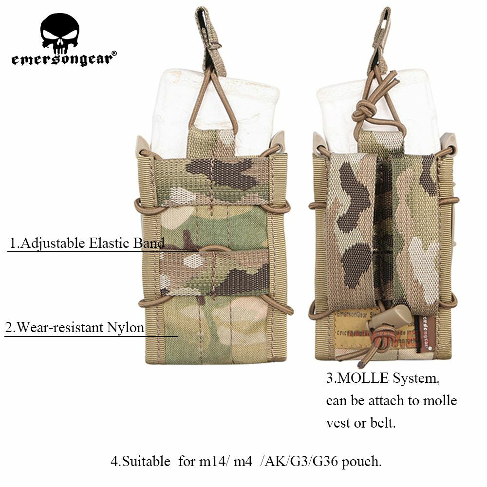 Emerson Tactical Single Stack Modular Molle 5.56 Mag Magazine Pouch Open Top Bag