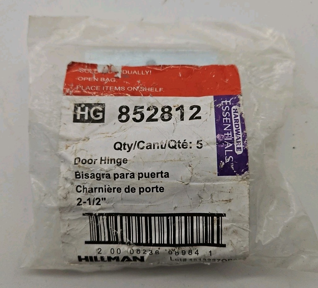 Hillman - 852812 - 2-1/2" Removable Pin Broad Hinge - Bag of 5
