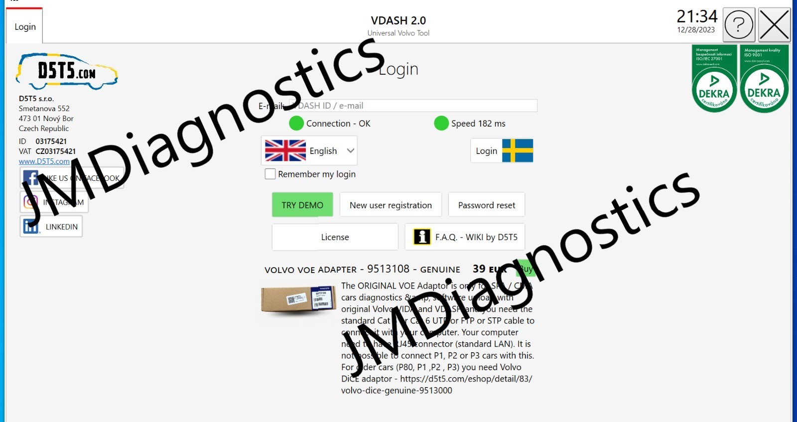Compatible Volvo diagnostics VIDA/VDASH DiCE OBD2 Interface +Plug & Play Options