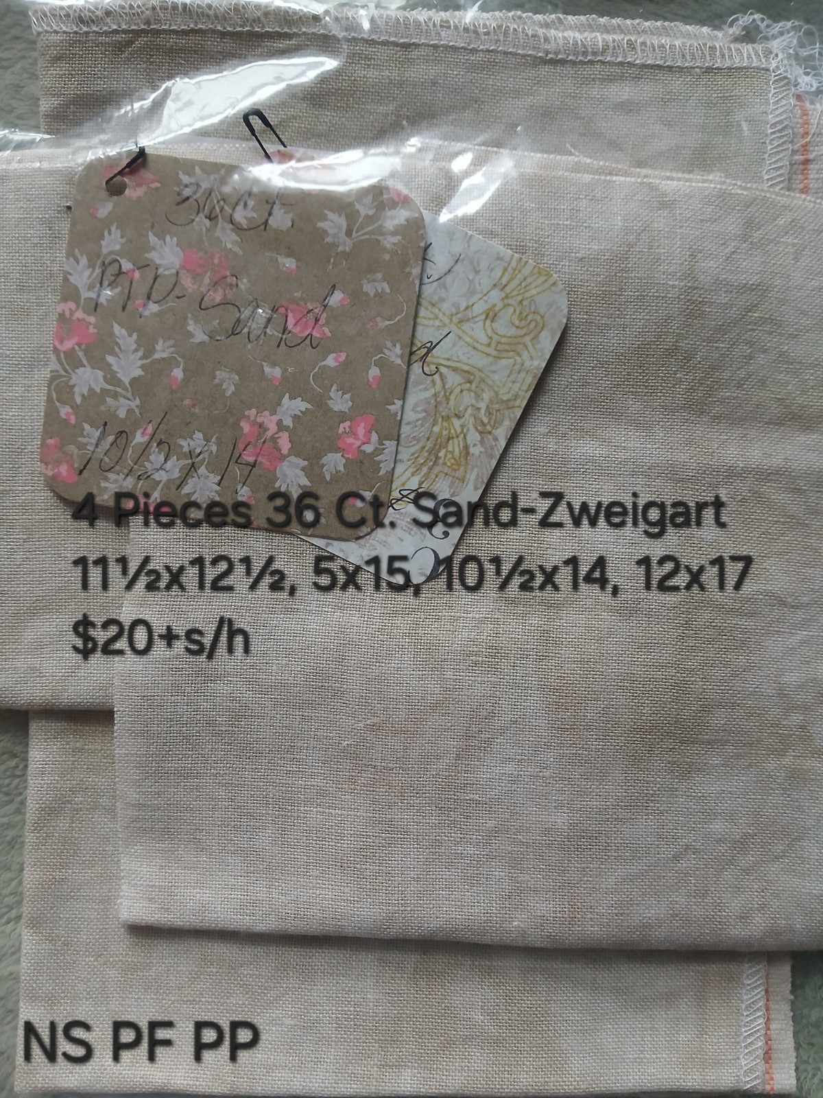4 Pieces 36 Count Sand Linen -Zweigart