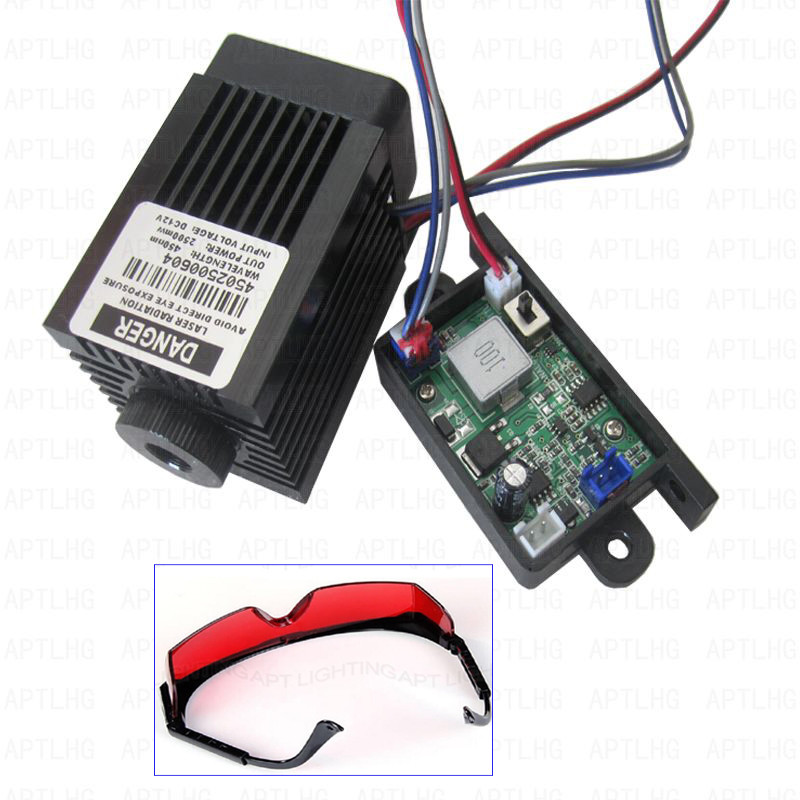 Focusable High Quality 2.5W 450nm Blue Laser Module TTL 12V Carving free Goggles