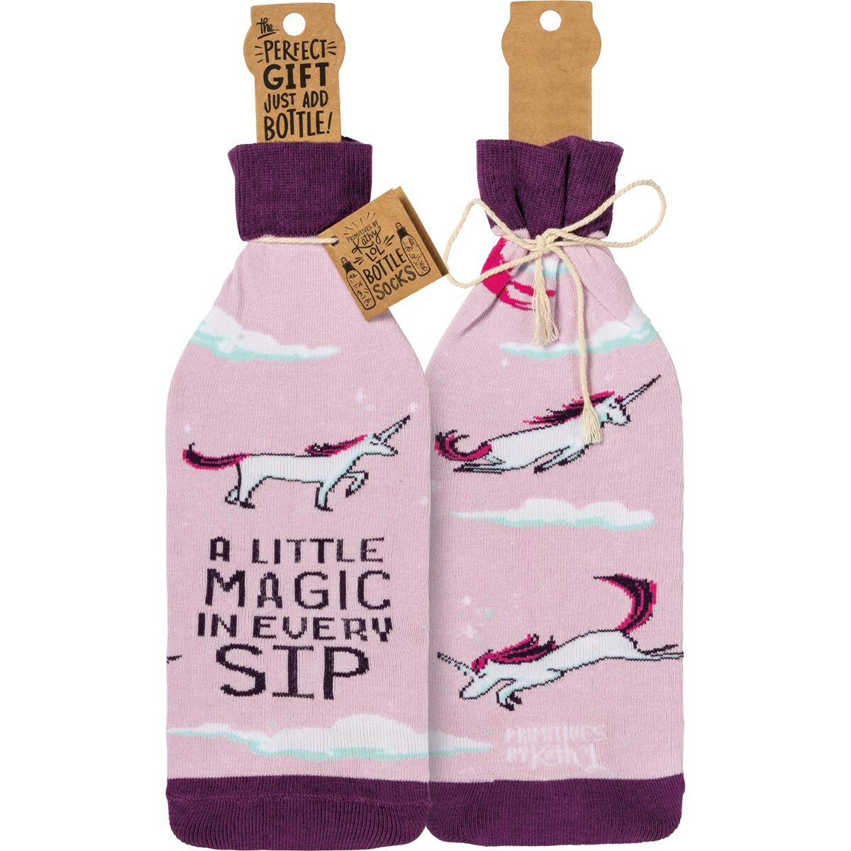 "A Little Magic in Every Sip" Unicorn Wine Bottle Cover Sock Gift Bag