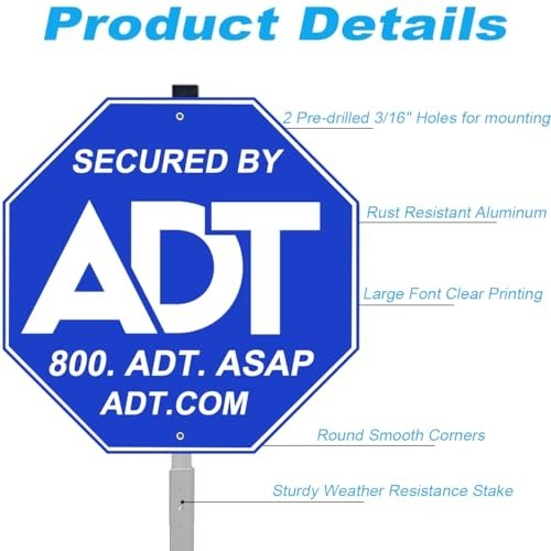 Home Security Sign with 5 Window Stickers - 10"x10" Reflective Aluminum Yard Sig