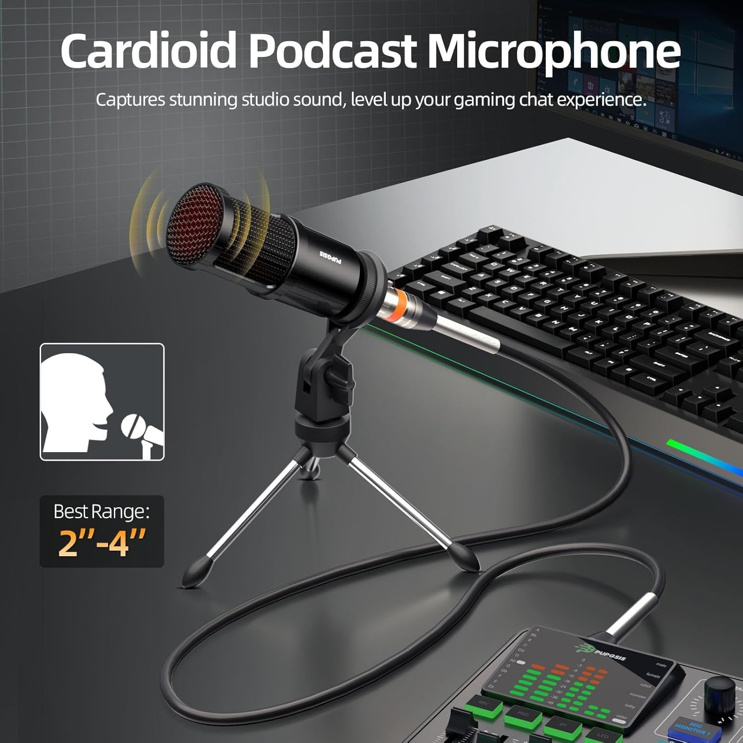 Podcast Equipment Bundle Audio Mixer with XLR Dynamic Microphone Pro-preamp