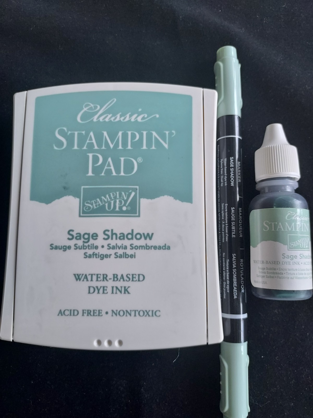 STAMPIN' UP! Classic SAGE SHADOW Ink Pad, Re-Inker & Marker/Retired-Used