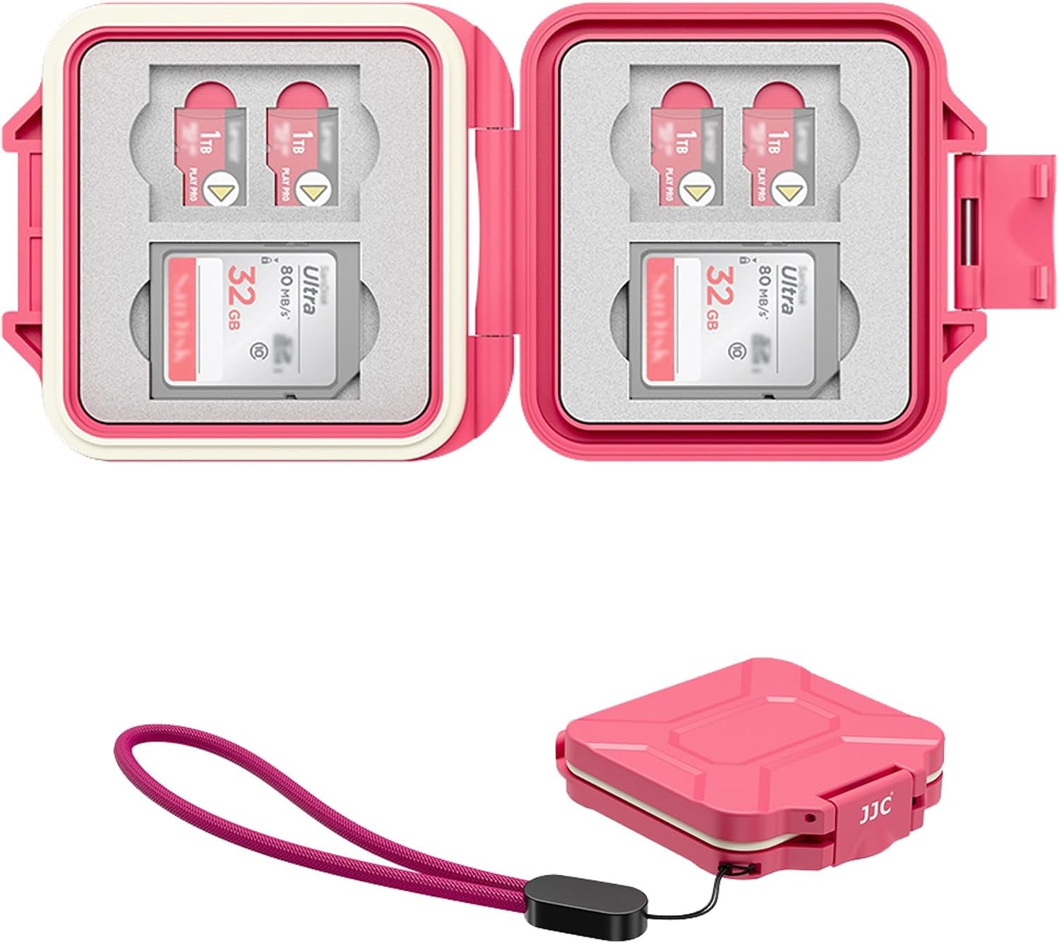 Small SD Card Case Holder for 4 SD & 8 Micro SD Memory Cards, Hot Pink | 12