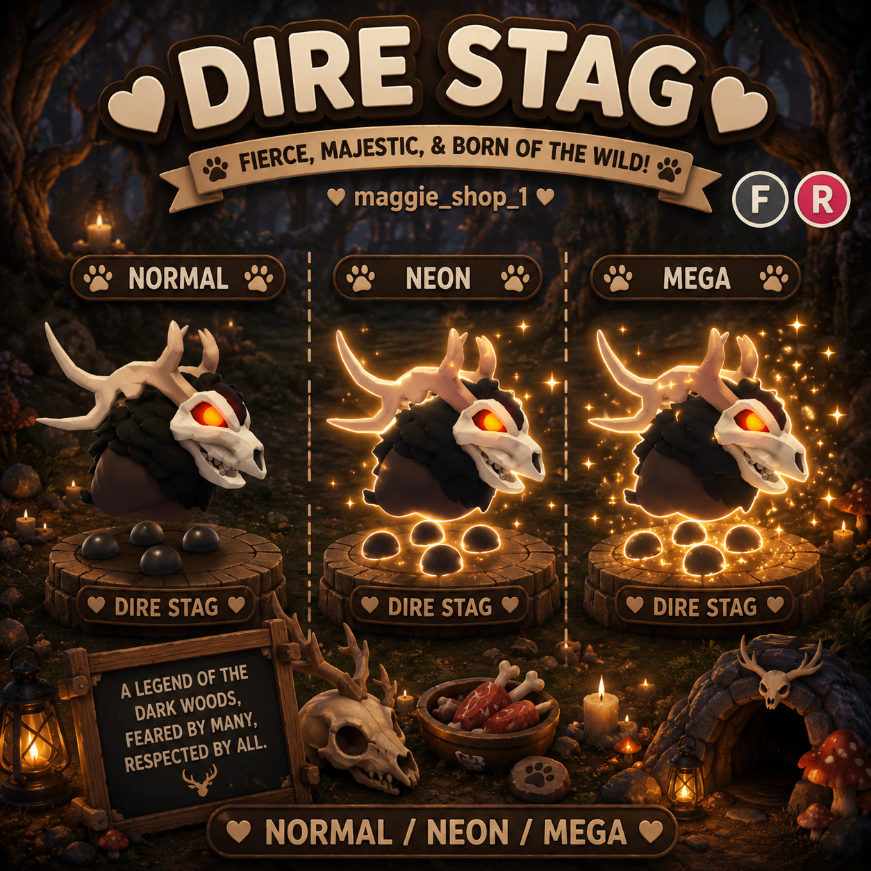Dire Stag FR Normal/Neon /Mega ✨ Adopt From Me Today ✨ Top Picks