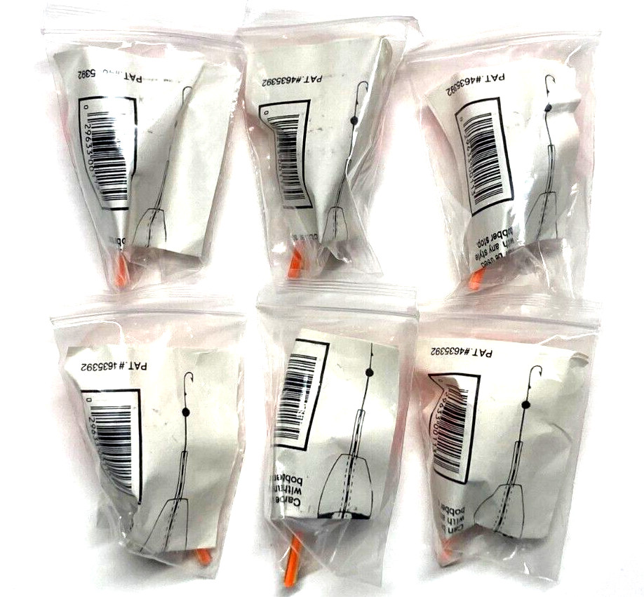 SET OF 6 Red/White 1.25" Foam Pear Slotted Stick Float