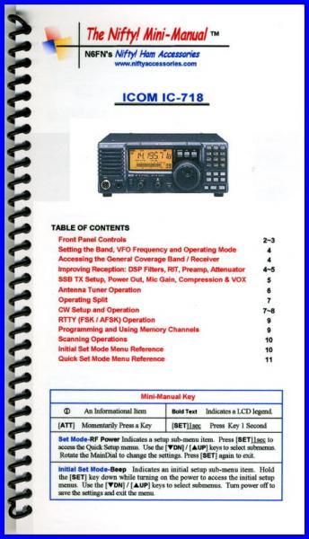 NIFTY MM-IC718 IC-718 Nifty! Quick Reference Guide