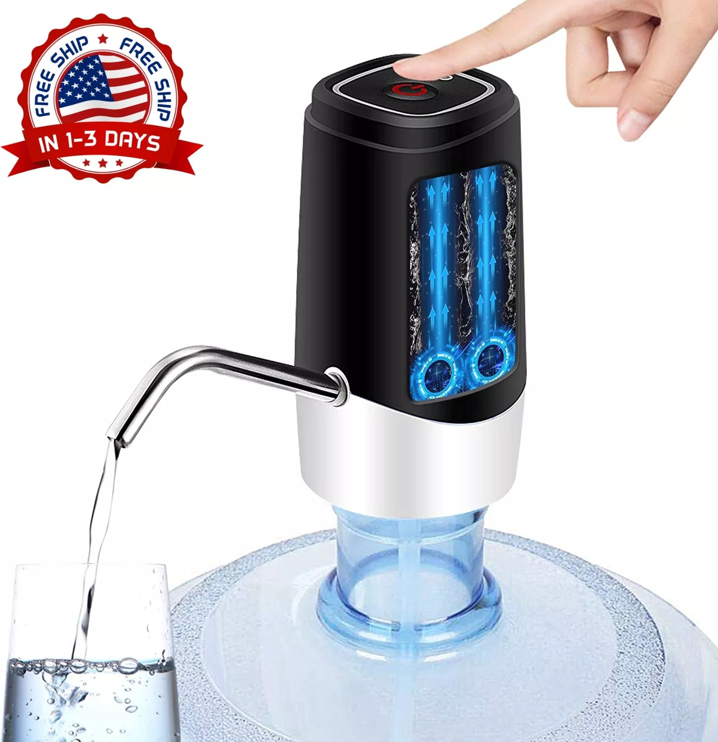 Dispensador De Agua Para 2 3 5 Galones Garrafon Bomba Prensa Eléctrica Carga US