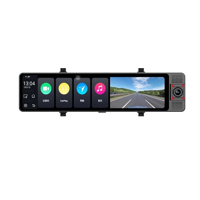 FHD Car Rearview Mirror Dash Cam Parking Monitor For Apple Carplay Android Auto