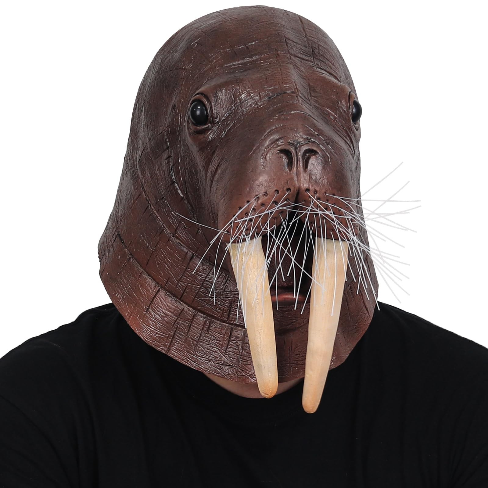 SANZHIGUO Walrus Mask Adult Latex Animal Full Head Sea One Size, Brown