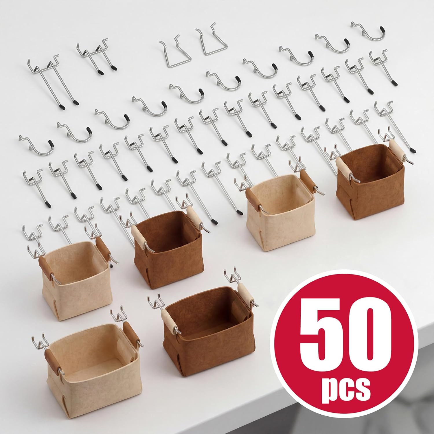 4 Pack Peg Board Organizer, Includes Metal PegBoard and Accessories | 16"x12"...